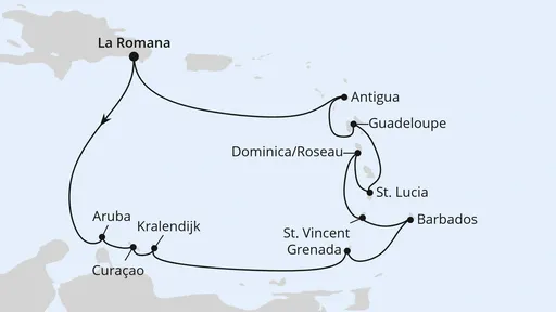 Route Karibische Inseln ab Dominikanische Republik