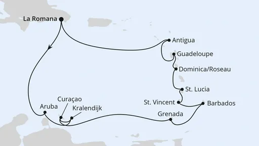 Route Karibische Inseln ab Dominikanische Republik