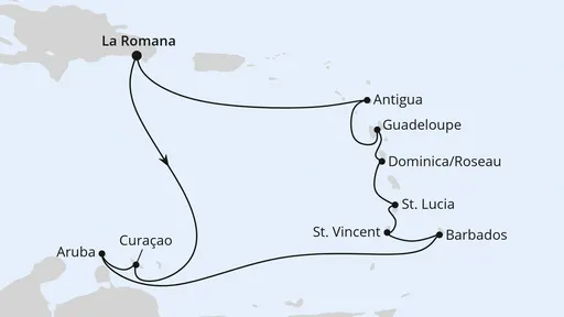 Route Karibische Inseln ab Dominikanische Republik