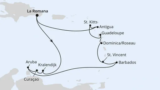 Route Karibische Inseln ab Dominikanische Republik