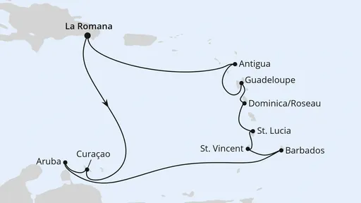 Route Karibische Inseln ab Dominikanische Republik