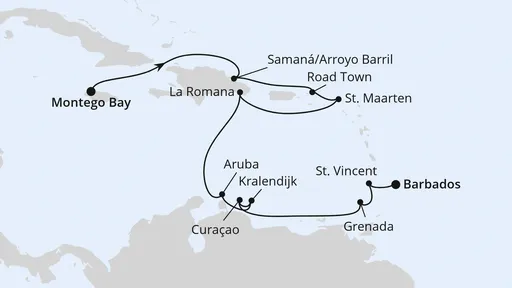 Route Karibische Inseln ab Jamaika
