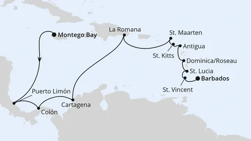Route Karibische Inseln & Mittelamerika ab Jamaika