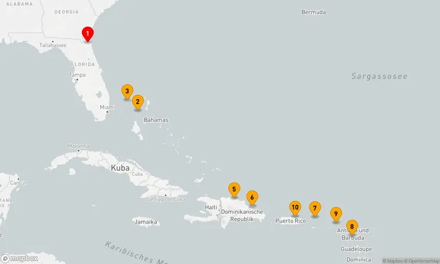 Route 12 Nächte - Karibische Inselträume ab Jacksonville