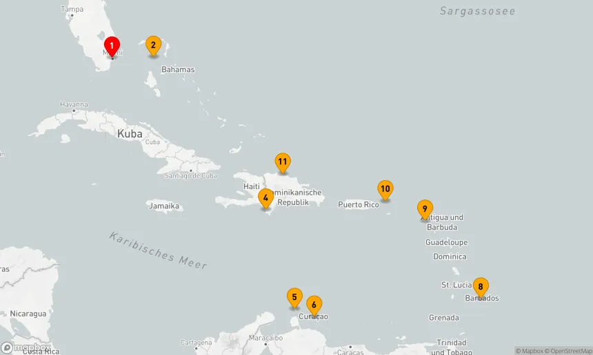 Route 12 Nächte - Karibische Juwelenreise ab Miami