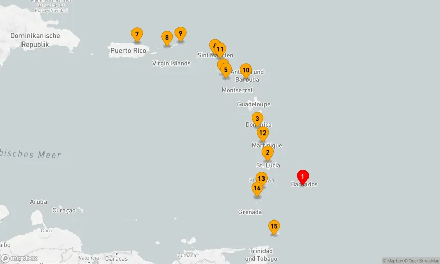 Route 16 Nächte - KARIBIK KOMBINIERTE KREUZFAHRT: BARBADOS, ST. LUCIA & ST. THOMAS