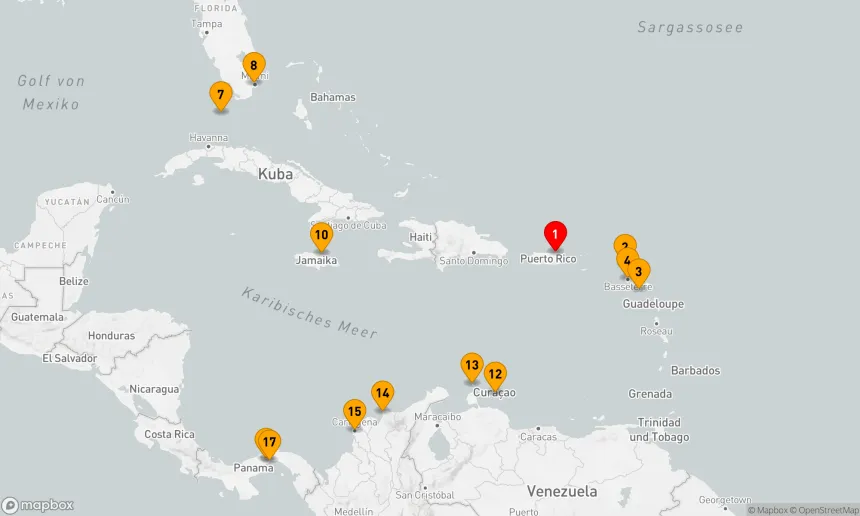 Route 17 Nächte - Karibisches Abenteuer: Von Puerto Rico nach Panama