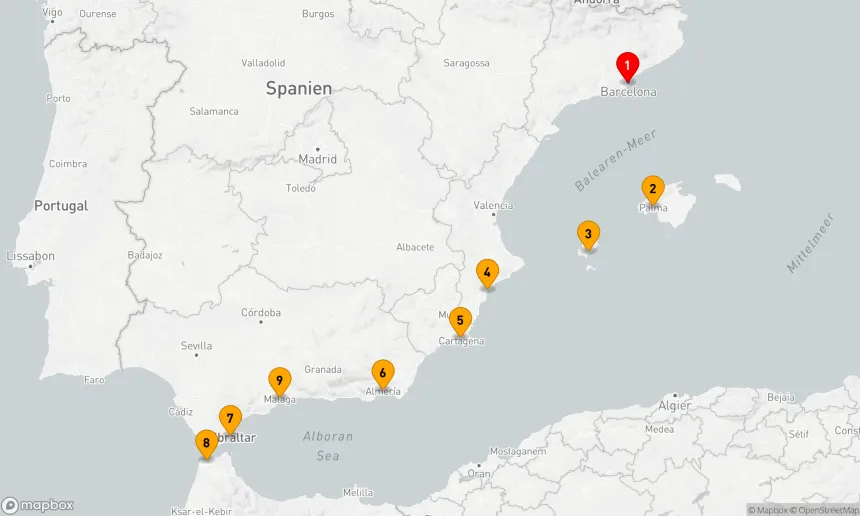 Route 8 Nächte - Katalonien nach Andalusien