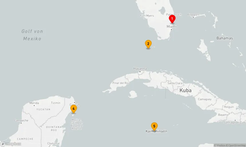 Route 6 Nächte - KEY WEST, CAYMAN & MEXIKO