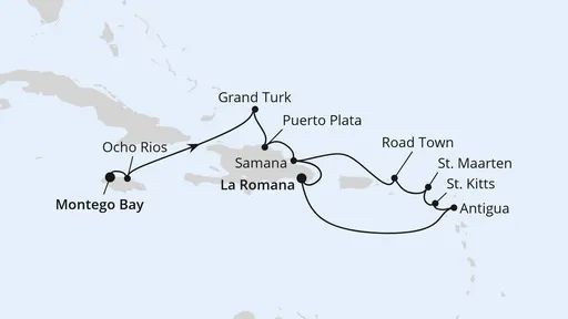 Route Kleine Antillen & Dom. Republik ab Jamaika