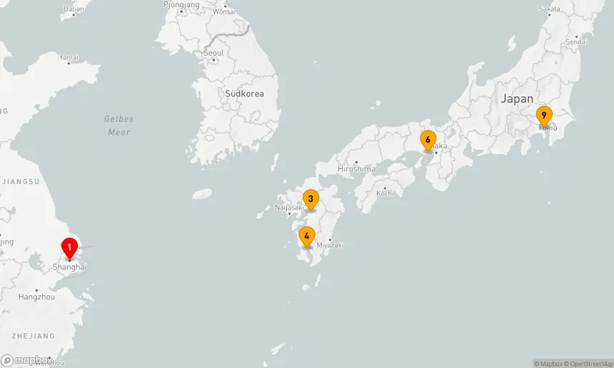 Route 8 Nächte - KOBE,  KAGOSHIMA & KUMAMOTO