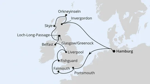 Route Königreich Großbritannien ab Hamburg 1