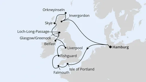 Route Königreich Großbritannien ab Hamburg 1