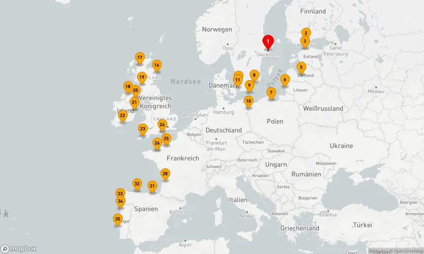 Route 34 Nächte - KOMBINIERTE OSTSEE- UND WESTEUROPA-KREUZFAHRT: HELSINKI,  GLASGOW & BORDEAUX