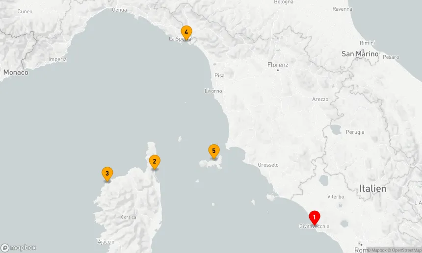 Route 5 Nächte - Korsika und Italien
