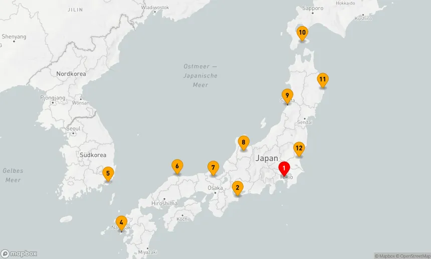 Route 12 Nächte - Kreis Japan Kirschblüten