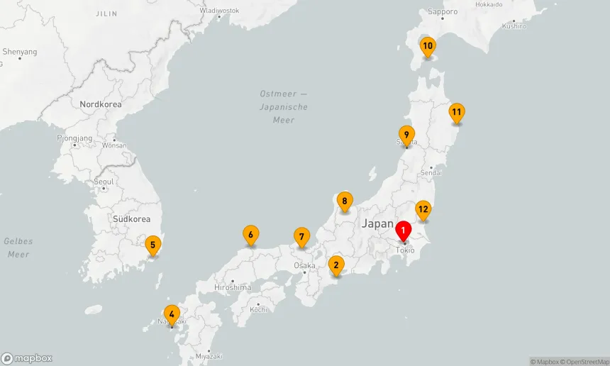 Route 12 Nächte - Kreis Japan Kirschblüten