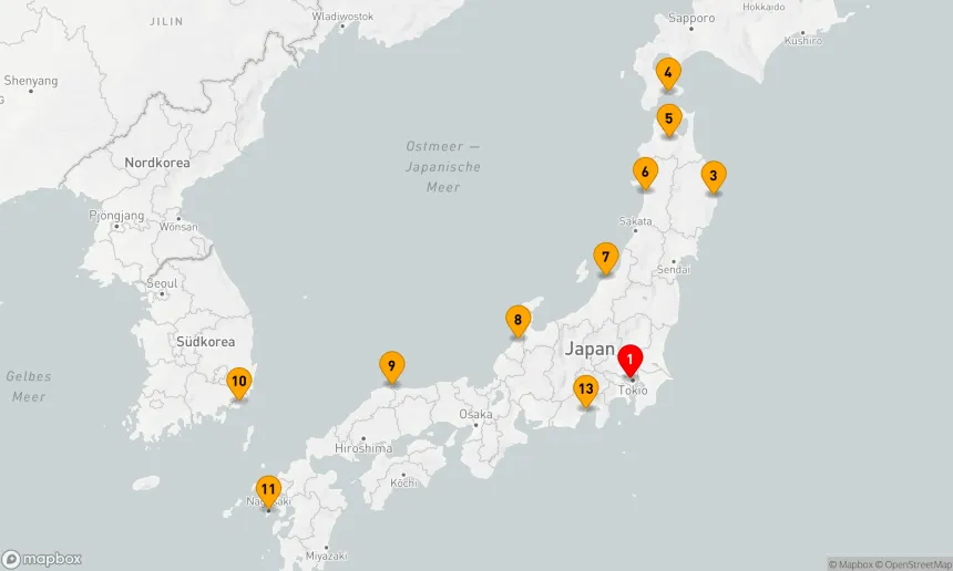 Route 13 Nächte - Kreis Japan Kirschblüten