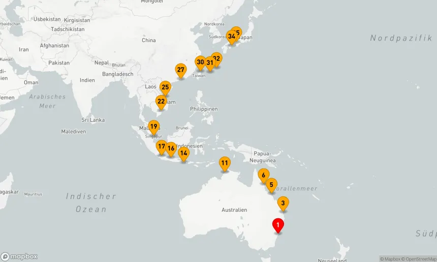 Route 34 Nächte - AUSTRALIEN & ASIEN KOMBINIERTE KREUZFAHRT: SYDNEY, BALI & HONG KONG