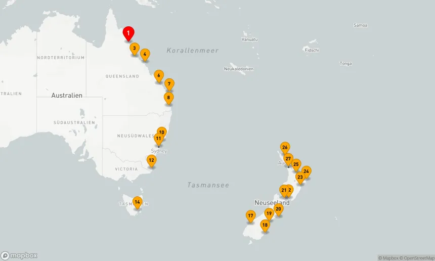 Route 26 Nächte - AUSTRALIEN & NEUSEELAND KOMBINIERTE KREUZFAHRT: BRISBANE, SYDNEY & CHRISTCHURCH