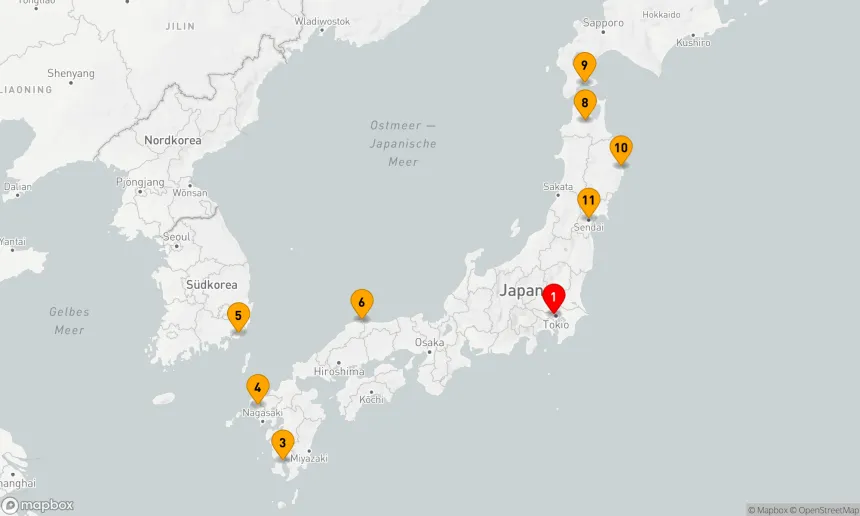 Route 12 Nächte - Kreuzfahrt der Kulturen und Küsten Japans