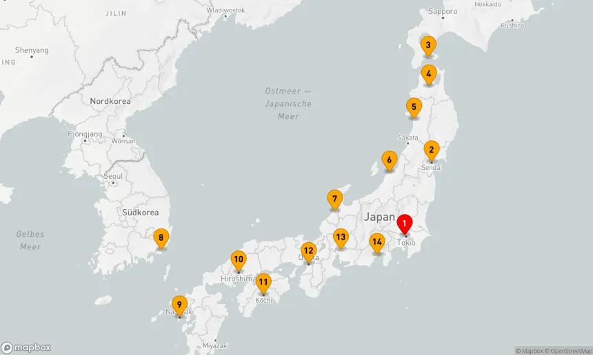 Route 14 Nächte - Kreuzfahrt durch das Herzen Japans und Koreas