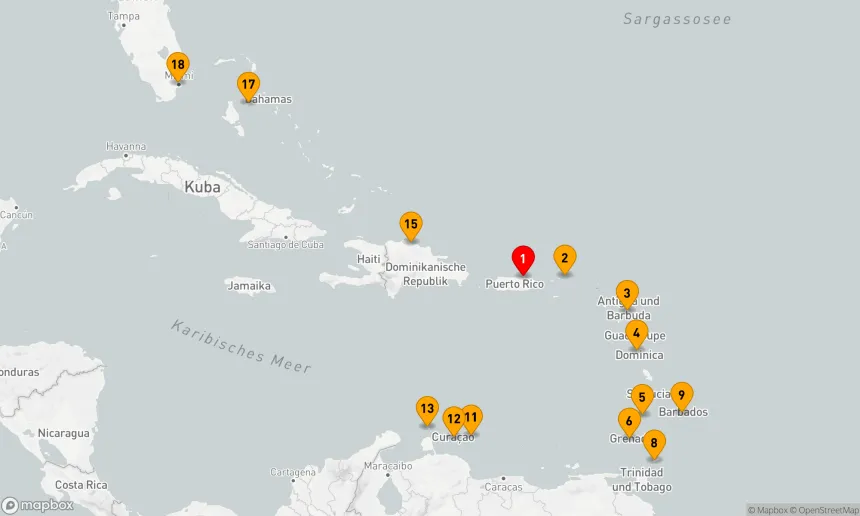 Route 17 Nächte - OST- UND SÜDKARIBIK-KREUZFAHRT: GRENADA, BARBADOS & ARUBA