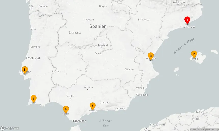 Route 7 Nächte - Kreuzfahrt durch Südspanien und Portugal – mit Smithsonian Journeys