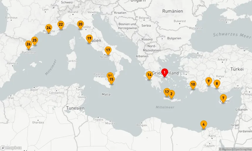 Route 25 Nächte - GRIECHENLAND, ITALIEN & FRANKREICH KOMBINIERTE KREUZFAHRT: ALEXANDRIA, ATHEN & NIZZA
