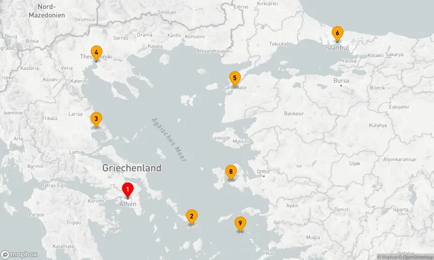 Route 9 Nächte - KREUZFAHRT GRIECHENLAND & TÜRKEI: MYKONOS, VOLOS & ISTANBUL