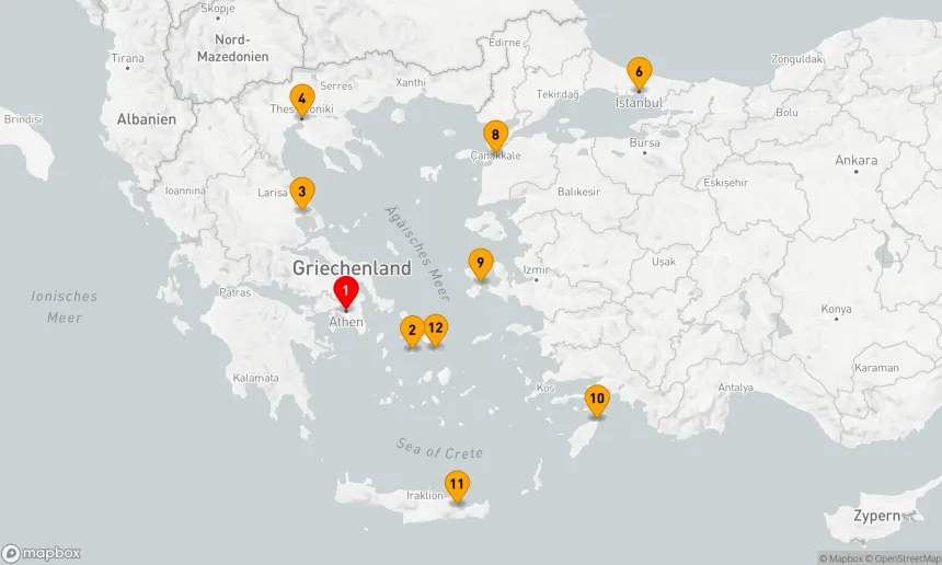 Route 12 Nächte - KREUZFAHRT GRIECHENLAND & TÜRKEI: THESSALONIKI, ISTANBUL & RHODOS