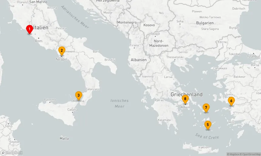 Route 7 Nächte - KREUZFAHRT GRIECHISCHE INSELN & ITALIEN