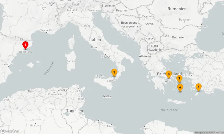 Route 7 Nächte - KREUZFAHRT GRIECHISCHE INSELN & ITALIEN