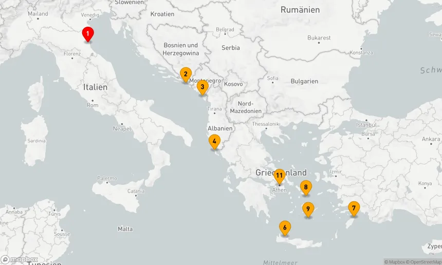 Route 10 Nächte - KREUZFAHRT GRIECHISCHE INSELN & KROATIEN