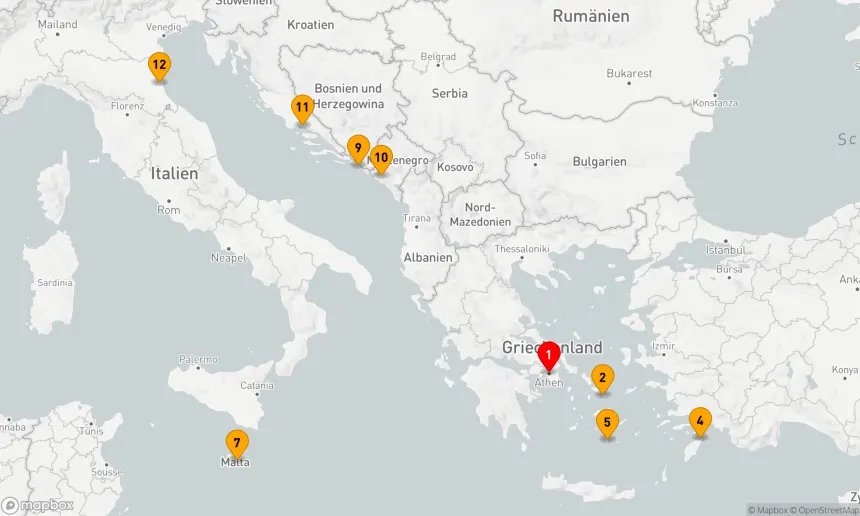 Route 11 Nächte - KREUZFAHRT GRIECHISCHE INSELN & KROATIEN