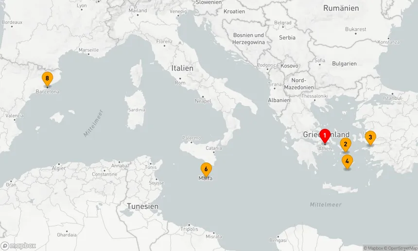 Route 7 Nächte - KREUZFAHRT GRIECHISCHE INSELN & MALTA