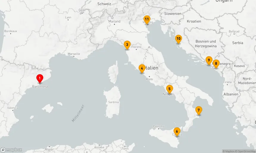 Route 10 Nächte - KREUZFAHRT NACH ITALIEN, MONTENEGRO UND KROATIEN: ROM, KOTOR UND ZADAR