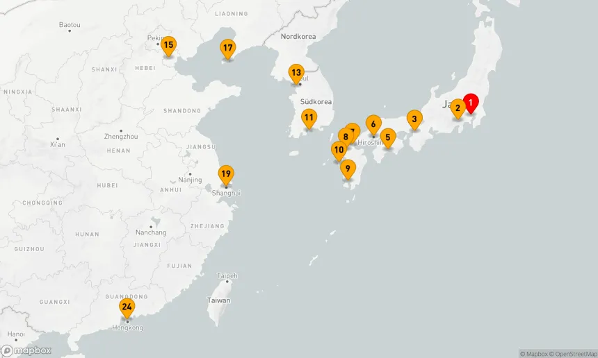 Route 24 Nächte - JAPAN, KOREA & CHINA KOMBINIERTE KREUZFAHRT: TOKYO, SEOUL & SHANGHAI