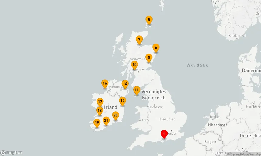 Route 22 Nächte - SCHOTTLAND & IRLAND KOMBINIERTE KREUZFAHRT: EDINBURGH,  DUBLIN & BELFAST