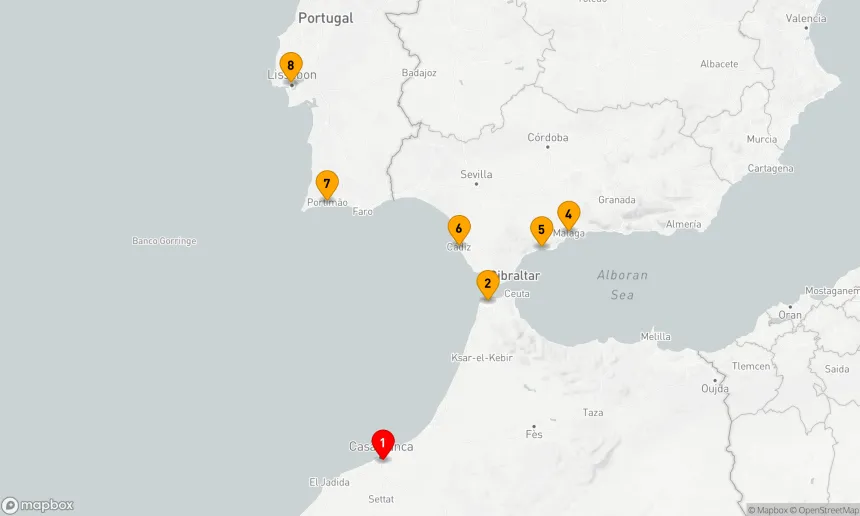 Route 7 Nächte - Kreuzfahrt von Marokko an die Andalusische Küste Spaniens – mit Smithsonian Journeys