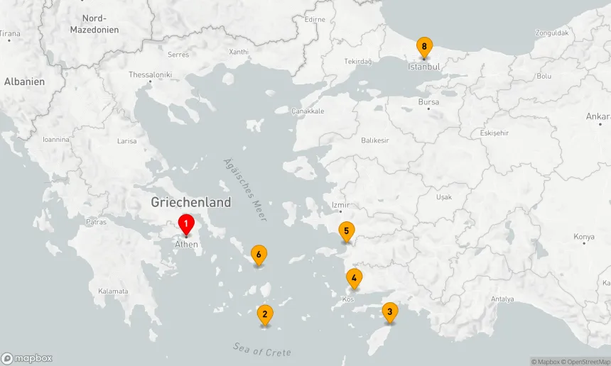 Route 7 Nächte - KREUZFAHRT ZU DEN GRIECHISCHEN INSELN UND DER TÜRKEI