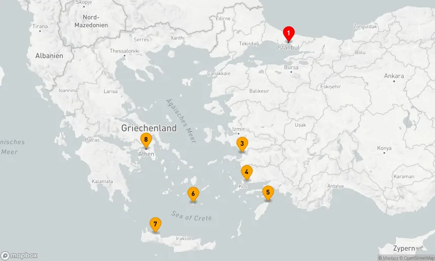 Route 7 Nächte - KREUZFAHRT ZU DEN GRIECHISCHEN INSELN UND DER TÜRKEI
