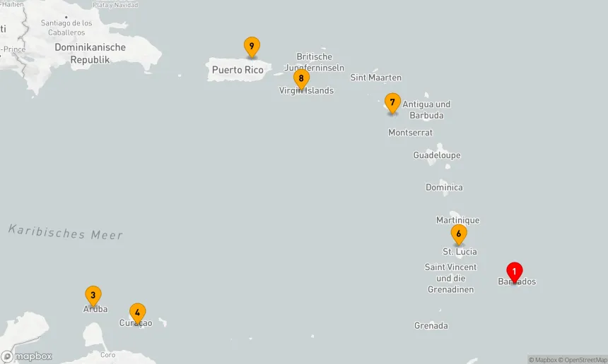 Route 8 Nächte - KARIBISCHE NEUJAHRSKREUZFAHRT: ARUBA, SAINT LUCIA & SAINT CROIX