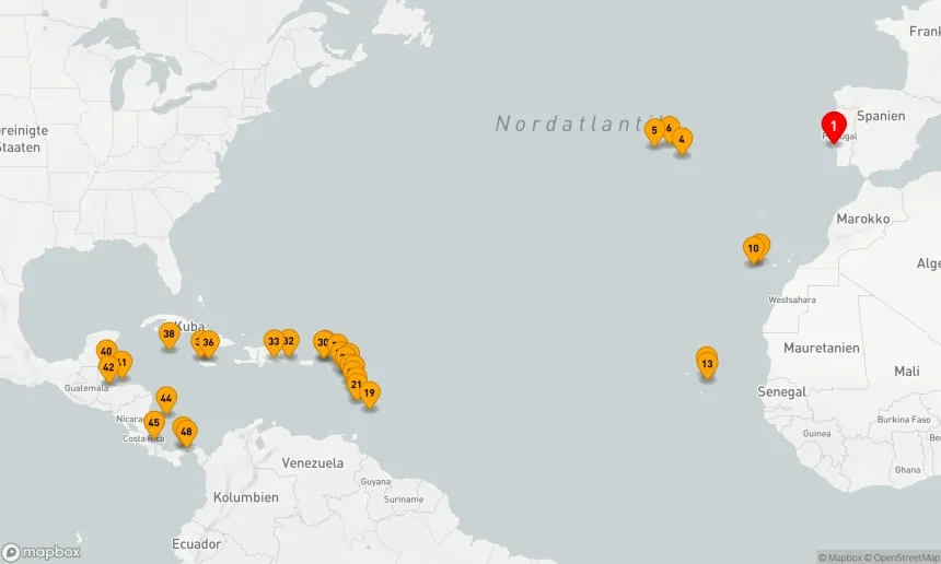 Route 47 Nächte - Kreuzfahrttraum Transatlantik: Von Lissabon nach Panama-Stadt