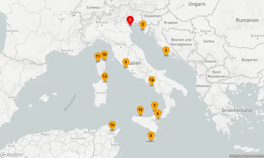Route 16 Nächte - KROATIEN, MALTA, ITALIEN, FRANKREICH & TUNESIEN