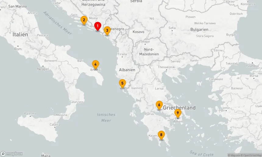 Route 8 Nächte - KROATIEN, MONTENEGRO, ITALIEN & GRIECHENLAND