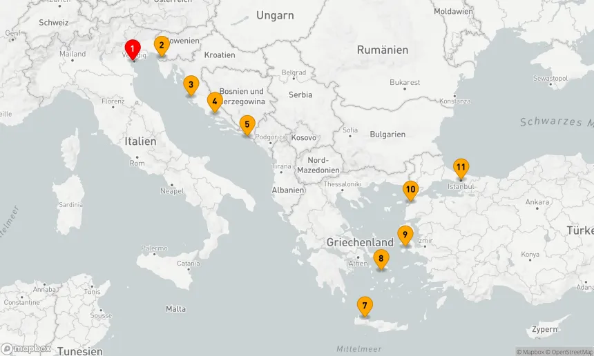 Route 11 Nächte - KROATIEN & GRIECHENLAND KREUZFAHRT: SPLIT, DUBROVNIK & SYROS