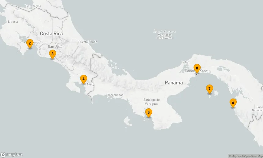 Route 7 Nächte - Küstenabenteuer: Costa Rica und Panama