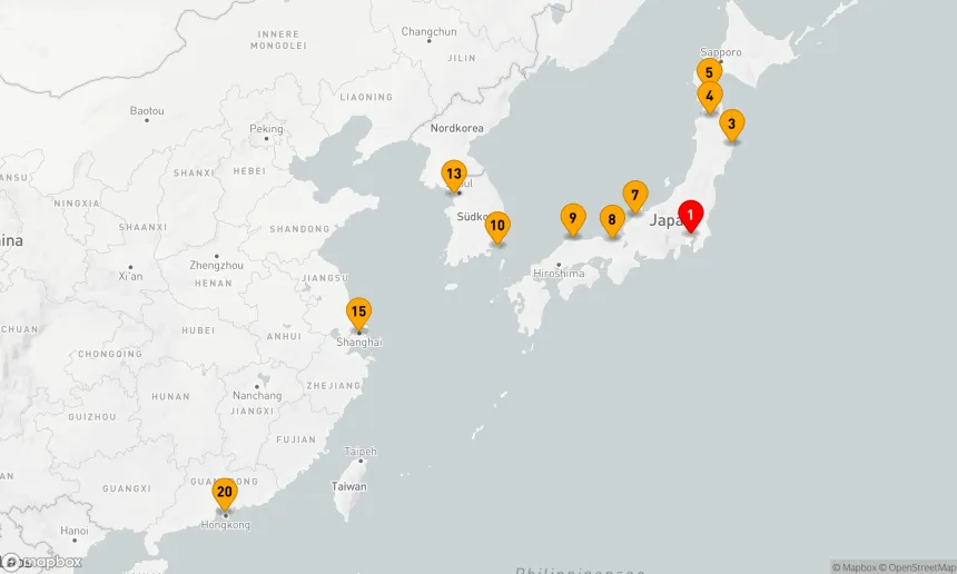 Route 19 Nächte - Kultur und Küste: Entdeckungsreise durch Japan, Korea und China