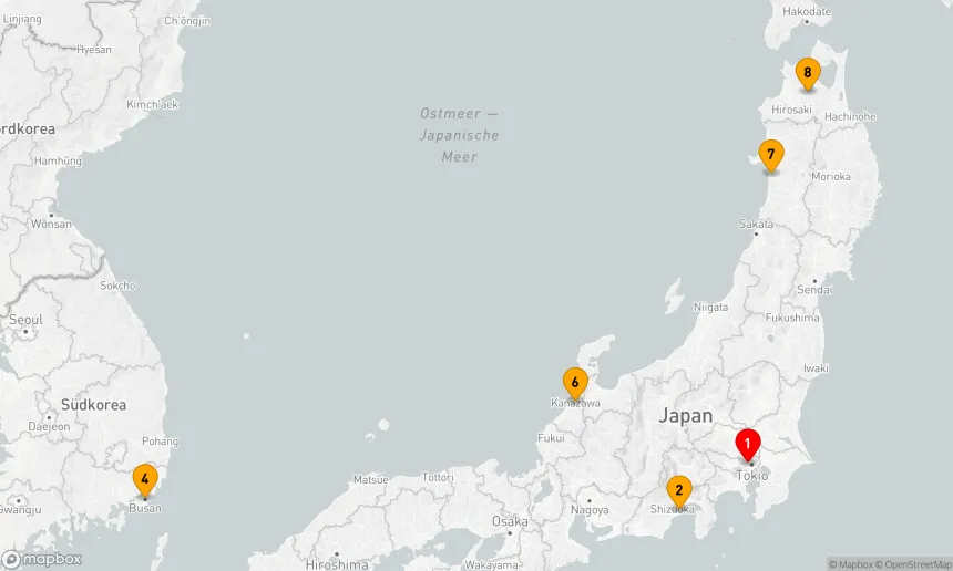 Route 9 Nächte - Kultur- und Küstenschätze Japans und Koreas